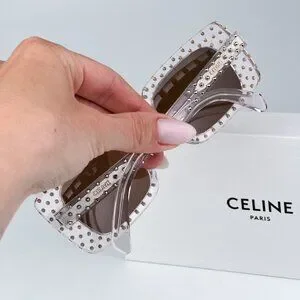 BRAND NEW Celine CL4213IS 27E ANIMATION XMAS Crystal Rectangle Women Sunglasses Celine Women Sunglasses Crystal Brown CL4213IS ANIMATION  main image 2